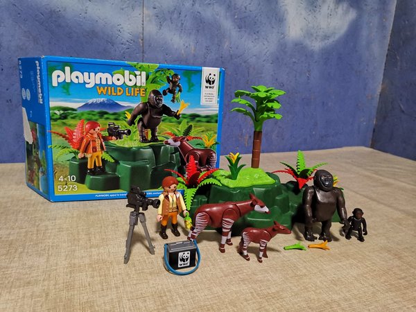 Playmobil 5273 WWF-Zoologin mit Okapis und Gorillas vollständig