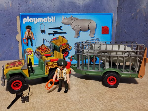 Playmobil 4832  Rangerfahrzeug mit Nashorn vollständig