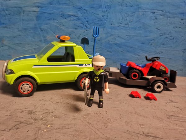 Playmobil Service-Fahrzeug mit Rasenmäher vollständig