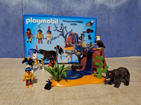 Playmobil 5252 Indianerkinder mit Tieren vollständig