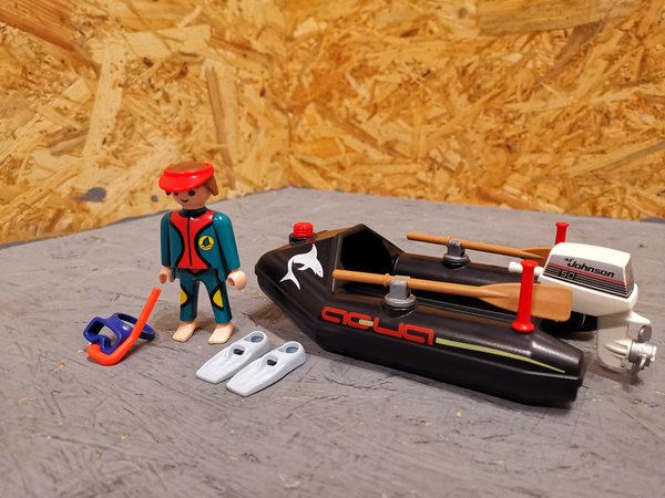 Playmobil Schlauchboot mit Taucher und Zubehör