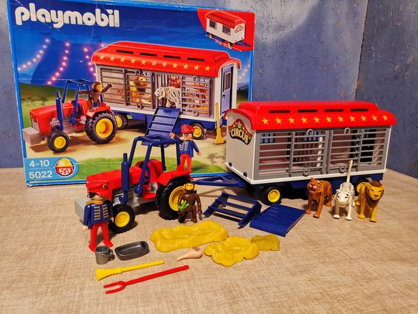 Playmobil 5022 Traktor mit Raubtierkäfigwagen vollständig