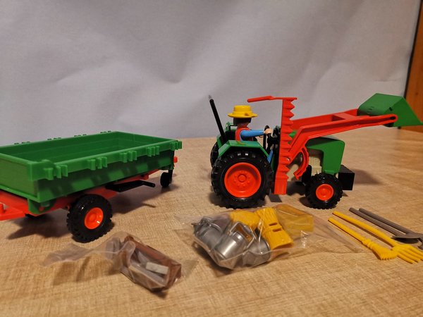 Playmobil 3500 & 3501 Traktor & Anhänger vollständig veröffentlich 1978