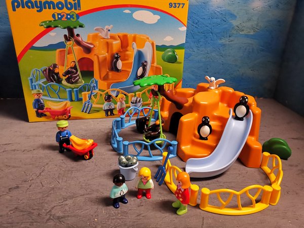 123 Playmobil 9377 Zoo mit Pinguinen und Affen vollständig